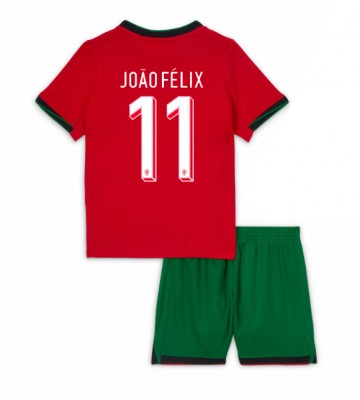 Portugal Joao Felix #11 Hjemmebanesæt Børn EM 2024 Kort ærmer (+ korte bukser)